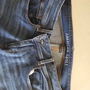 American Eagle Outfitters Women's Blue Flared Wide-Leg Jeans